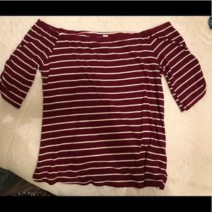 Maroon and White off-the-shoulder